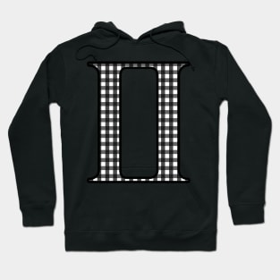 Gemini Zodiac Horoscope Symbol in Black and White Gingham Hoodie